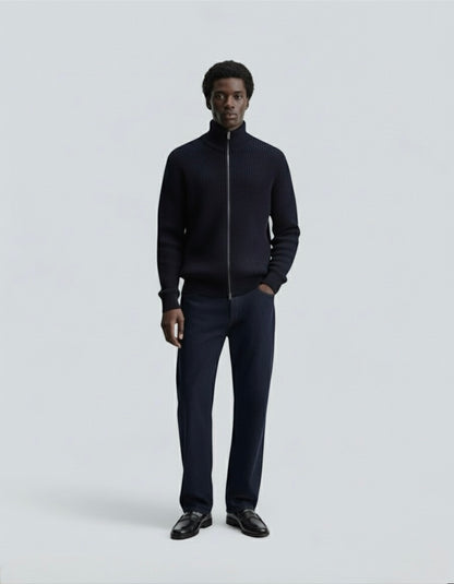 Zip-Up Cardigan Midnight Bleu