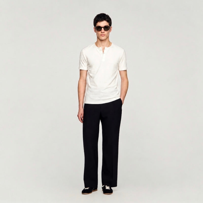 Short Sleeve Henley White