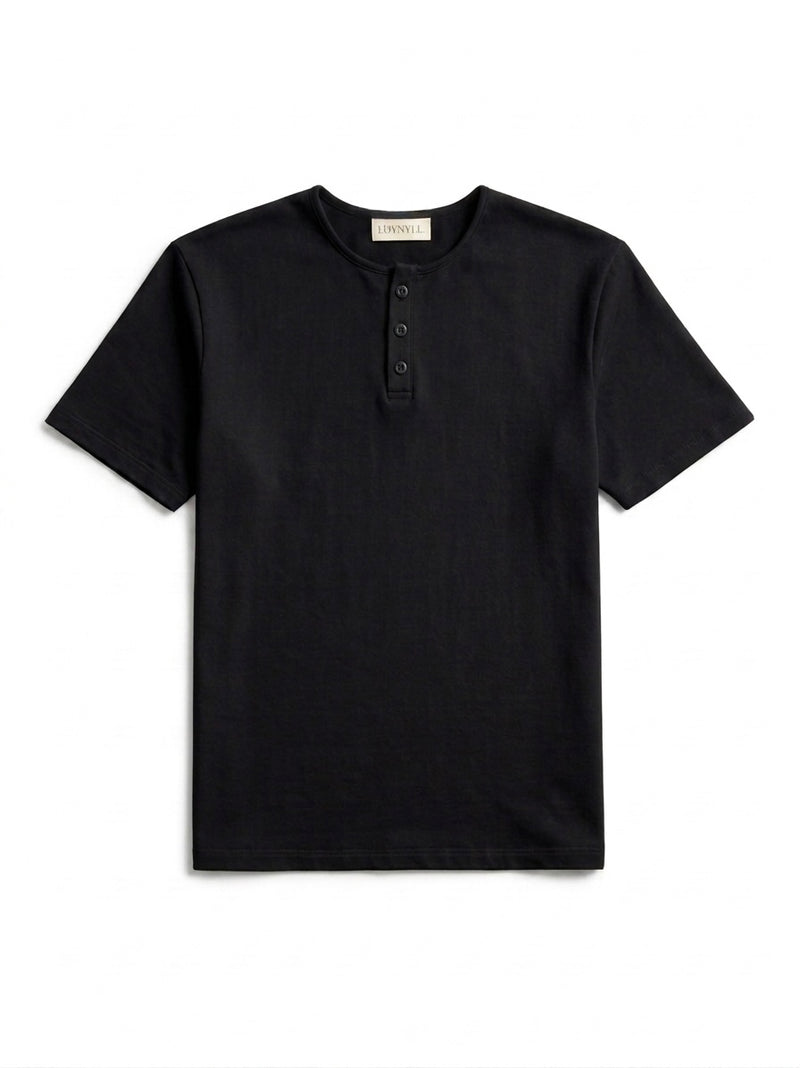 Short Sleeve Henley Black
