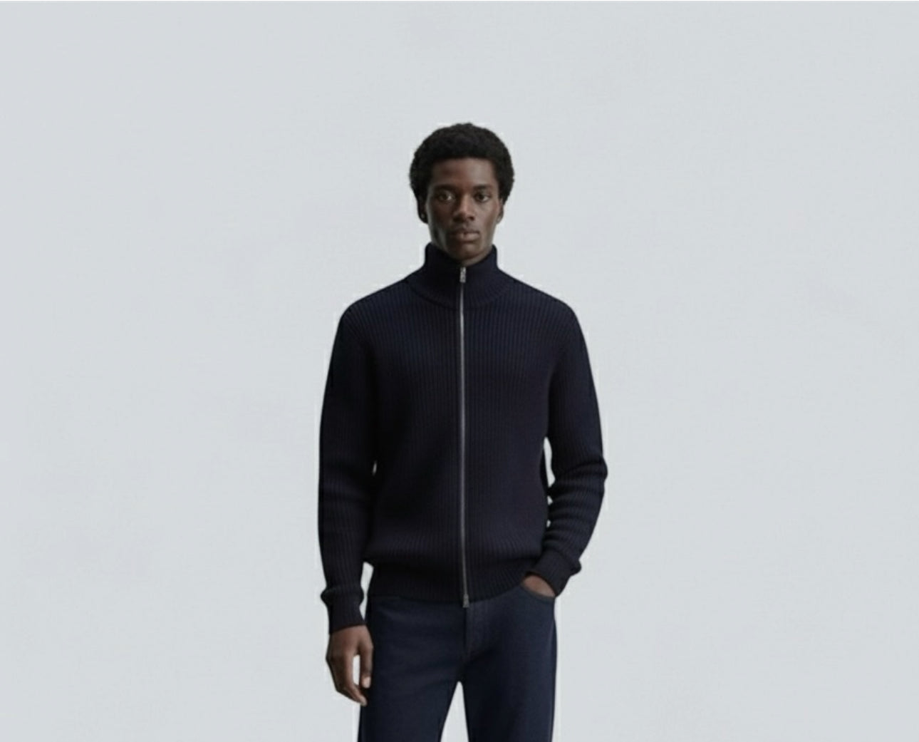 Zip-Up Cardigan Midnight Bleu