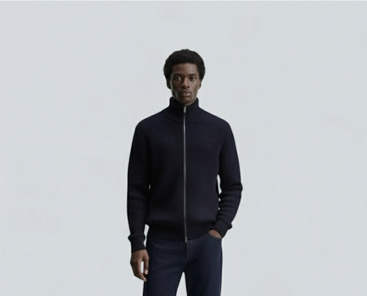 Zip-Up Cardigan Midnight Bleu