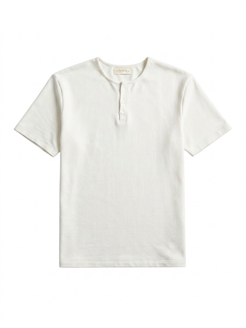 Short Sleeve Henley White