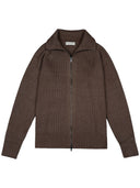 Zip-Up Cardigan Cognac
