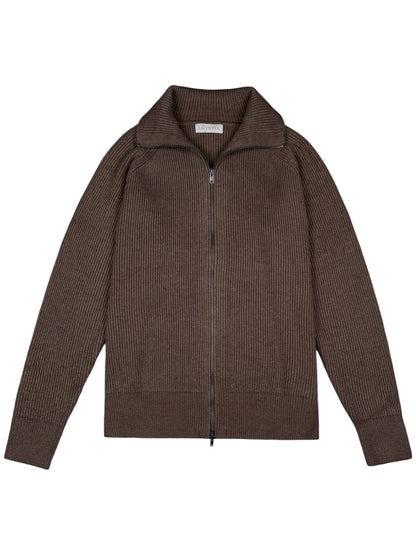 Zip-Up Cardigan Cognac