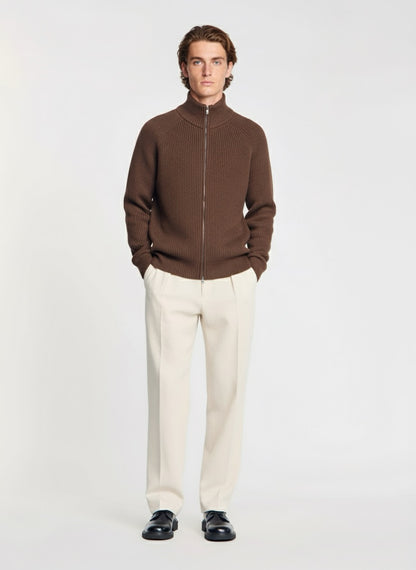 Zip-Up Cardigan Cognac