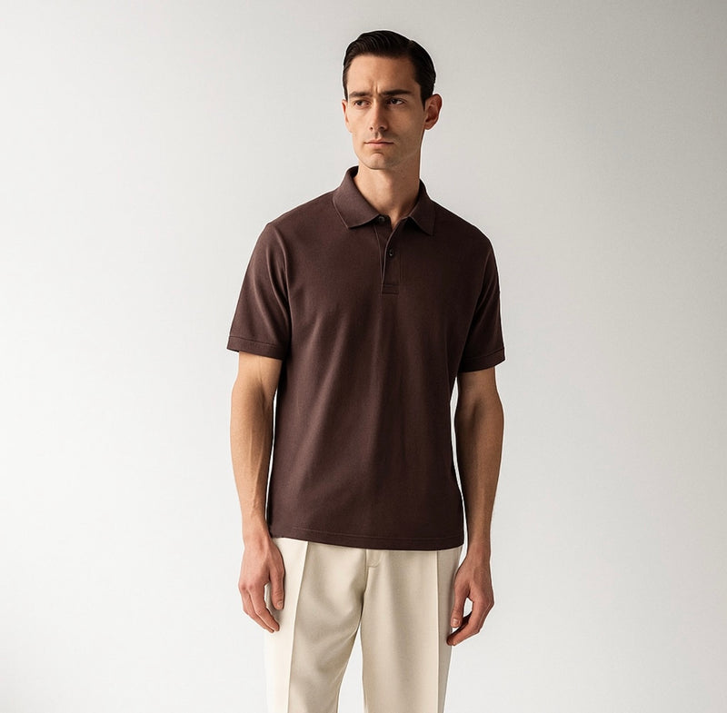 piqué Coffee Polo Shirt