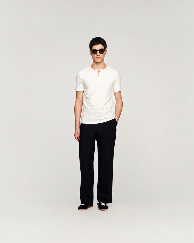 Short Sleeve Henley White